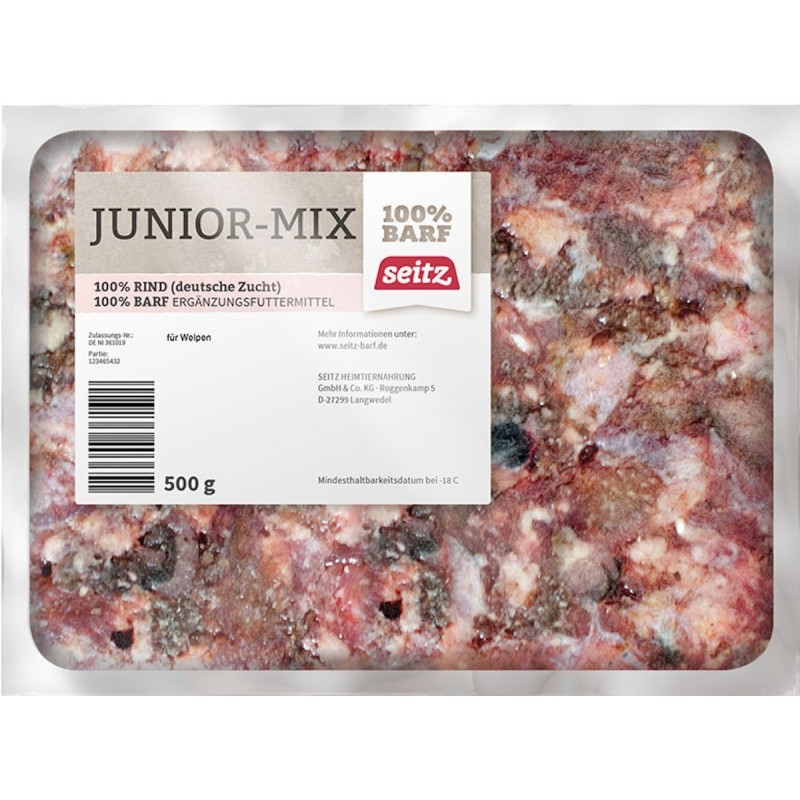 Seitz Junior-Mix gewolft Spezialfutter / Frostfutter für Hundewelpen Sparpaket 24 x 500 Gramm