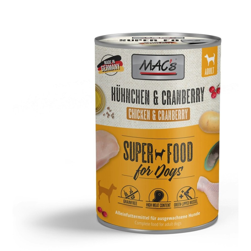 Macs Hund Hühnchen und Cranberry Sparpaket 12 x 400g