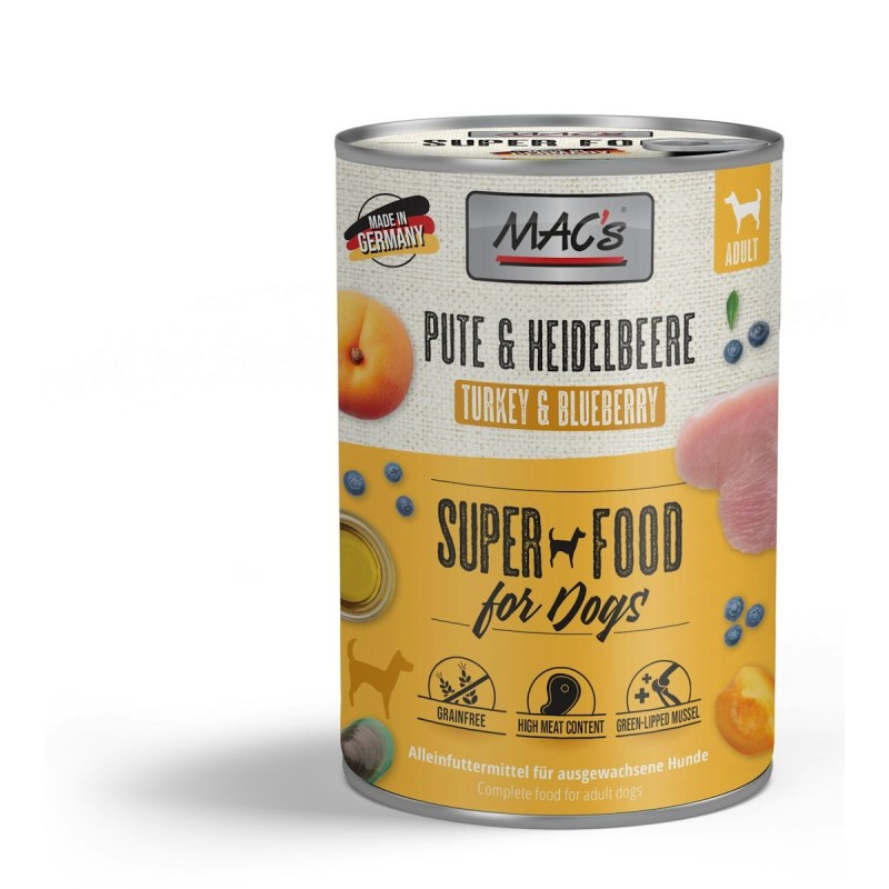 Macs Hund Pute und Heidelbeere Sparpaket 12 x 400g