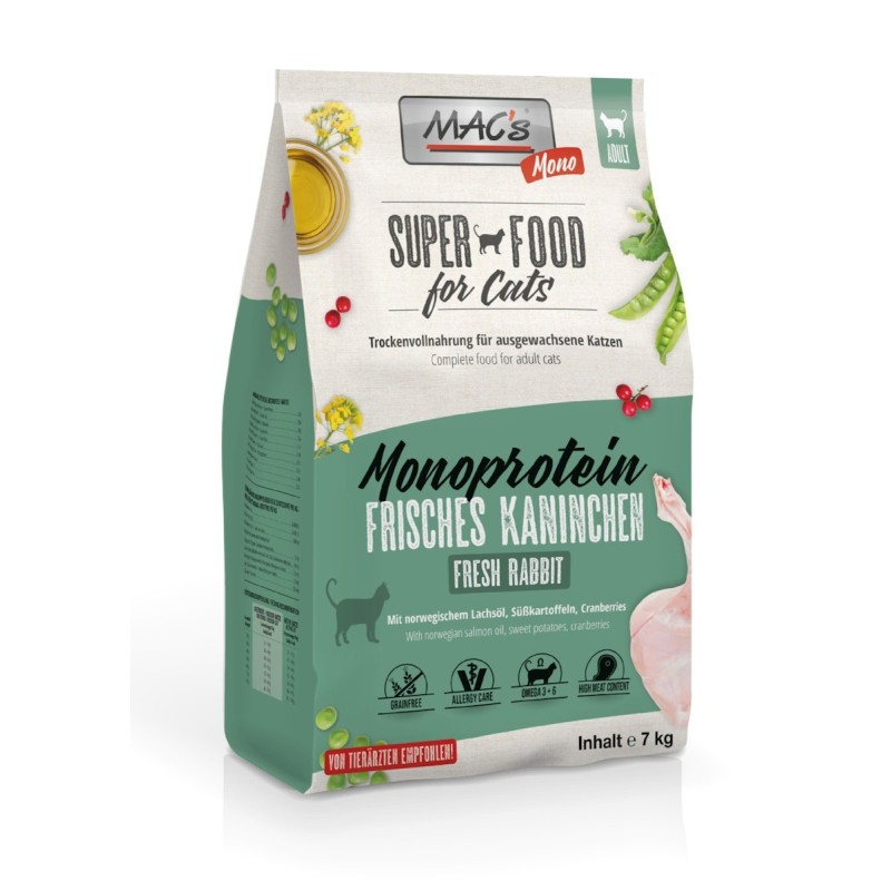 MAC's Cat Adult Monoprotein Kaninchen Katzentrockenfutter 7 Kilogramm