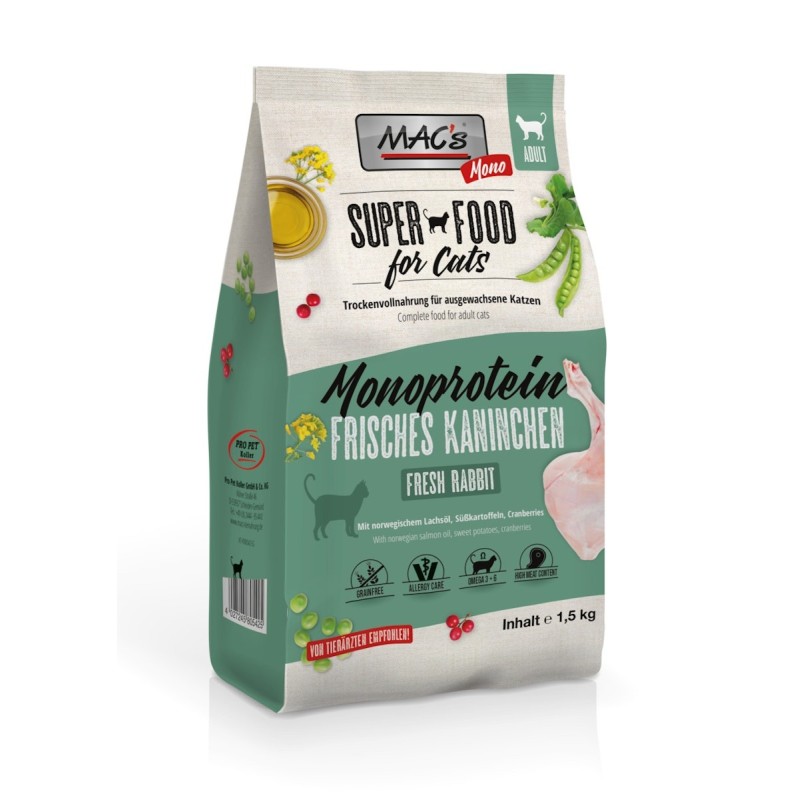 MAC's Cat Adult Monoprotein Kaninchen Katzentrockenfutter Sparpaket 2 x 1,5 Kilogramm