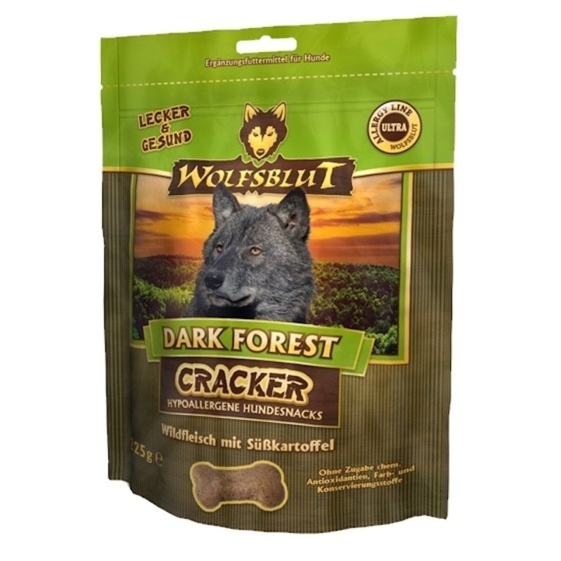 WOLFSBLUT Cracker 225g Hundesnack 6 x 225 Gramm Dark Forest Wildfleisch mit Süßkartoffel