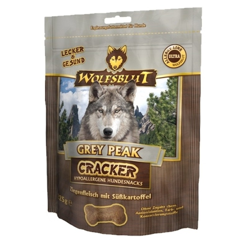 WOLFSBLUT Cracker 225g Hundesnack 6 x 225 Gramm Grey Peak Ziegenfleisch mit Süßkartoffel