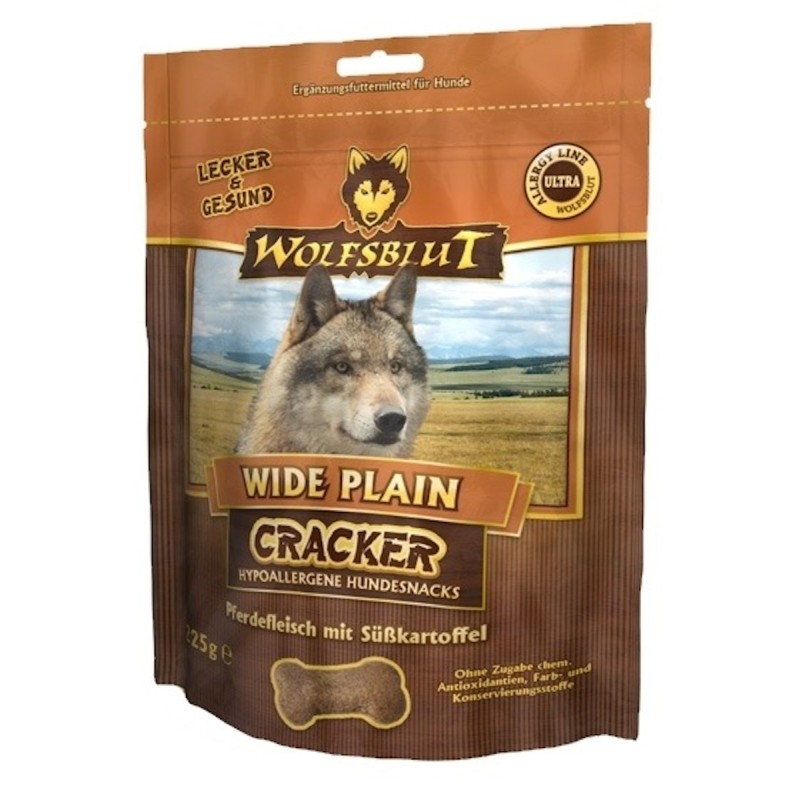 WOLFSBLUT Cracker 225g Hundesnack 6 x 225 Gramm Wide Plain Pferdefleisch mit Süßkartoffel