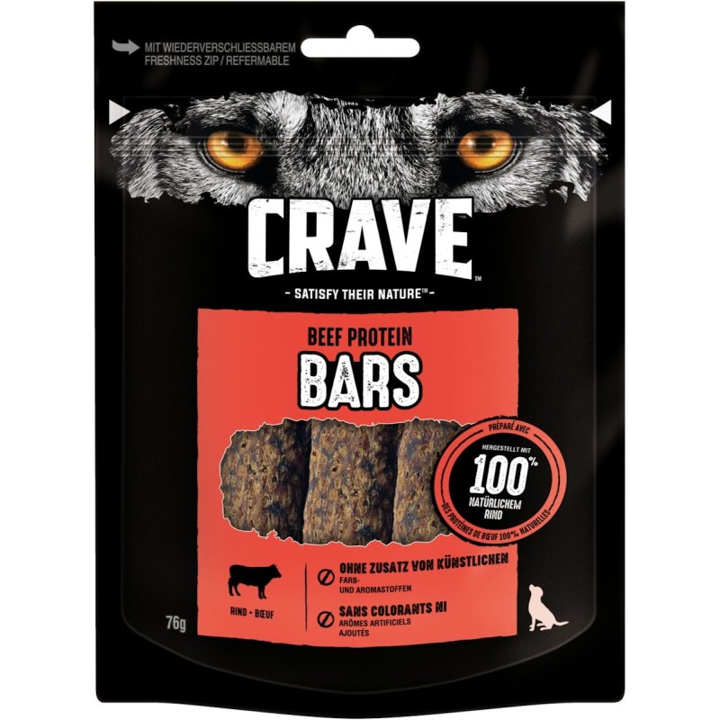 CRAVE Protein Bars 76 Gramm Hundesnack 7 x 76 Gramm Rind