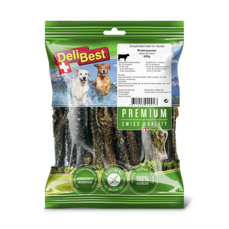 DeliBest Pansenstengel Hundekauartikel 6 x 200 Gramm