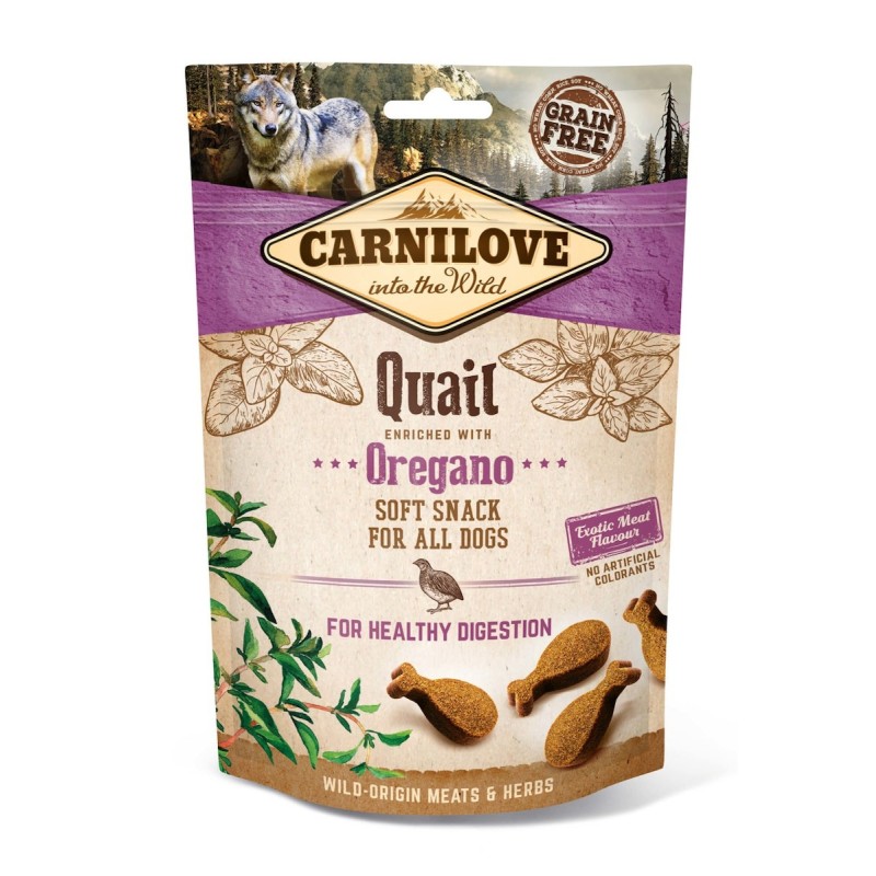 CARNILOVE Soft Snack 200 Gramm Hundesnacks Sparpaket 10 x 200 Gramm Quail / Oregano