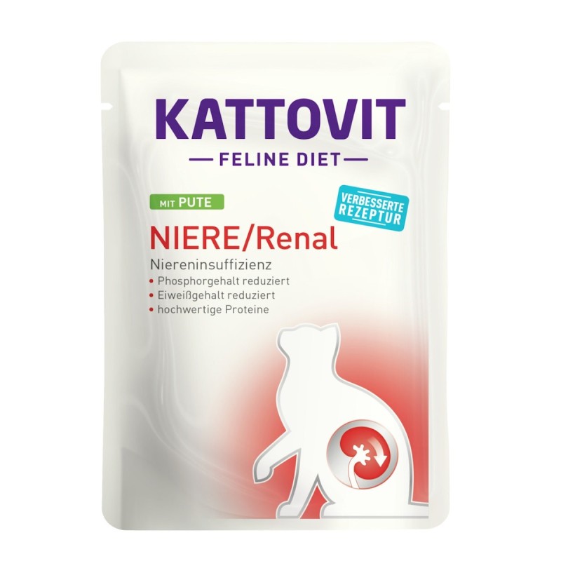 KATTOVIT Feline Diet Niere/Renal 85g Beutel Katzennassfutter Diätnahrung Sparpaket Pute 48x85g