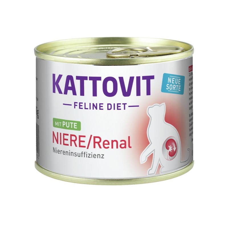 KATTOVIT Feline Diet Niere/Renal 185g Dose Katzennassfutter Diätnahrung Sparpaket 24 x 185 Gramm mit Pute