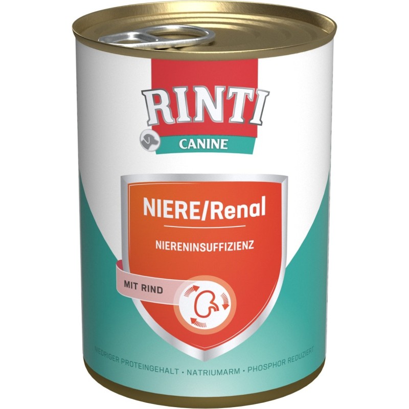 RINTI Canine 400 Gramm Diätnahrung für Hunde 12 x 400 Gramm Niere/Renal Rind