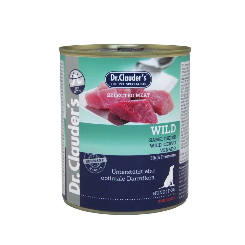 Dr. Clauder's Selected Meat Pre Biotics 800g Dosen Hundenassfutter Sparpaket Wild 12x880g