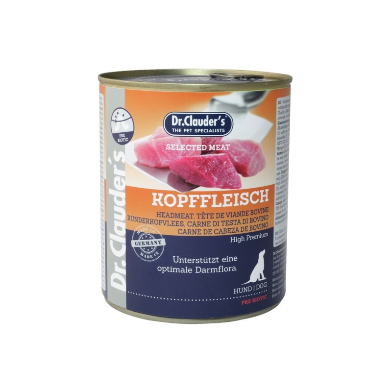 Dr. Clauder's Selected Meat Pre Biotics 800g Dosen Hundenassfutter Kopffleisch 6x800g