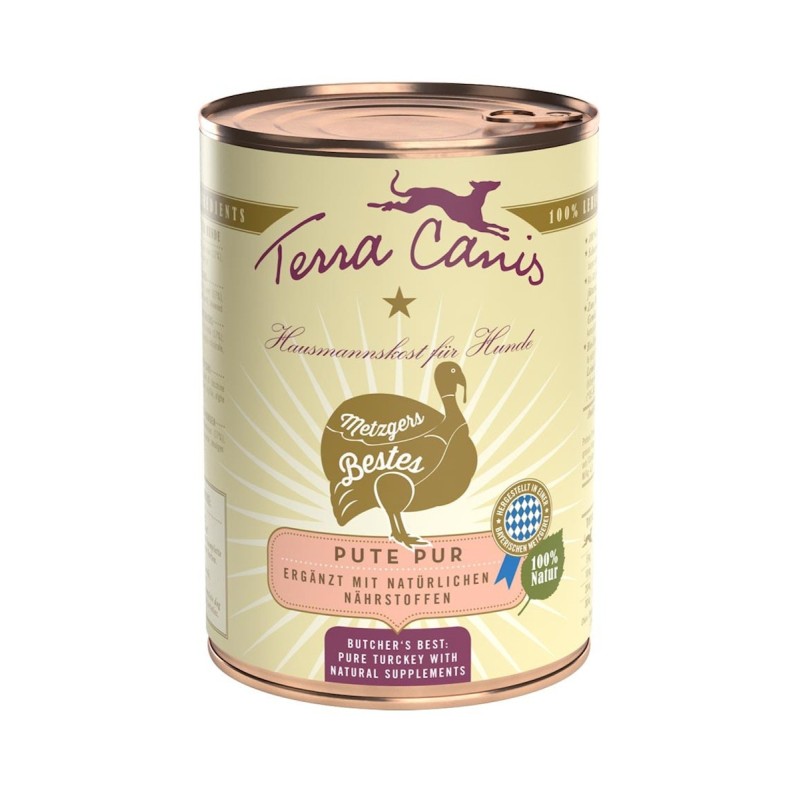 Terra Canis Metzgers Bestes 400g Dose Hundenassfutter 6 x 400 Gramm Pute Pur