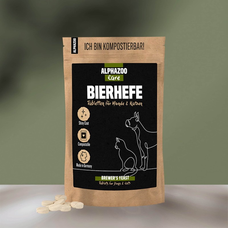 Bierhefe Tabletten für Hunde / Katzen I Glänzendes Fell / vitale Haut 180g