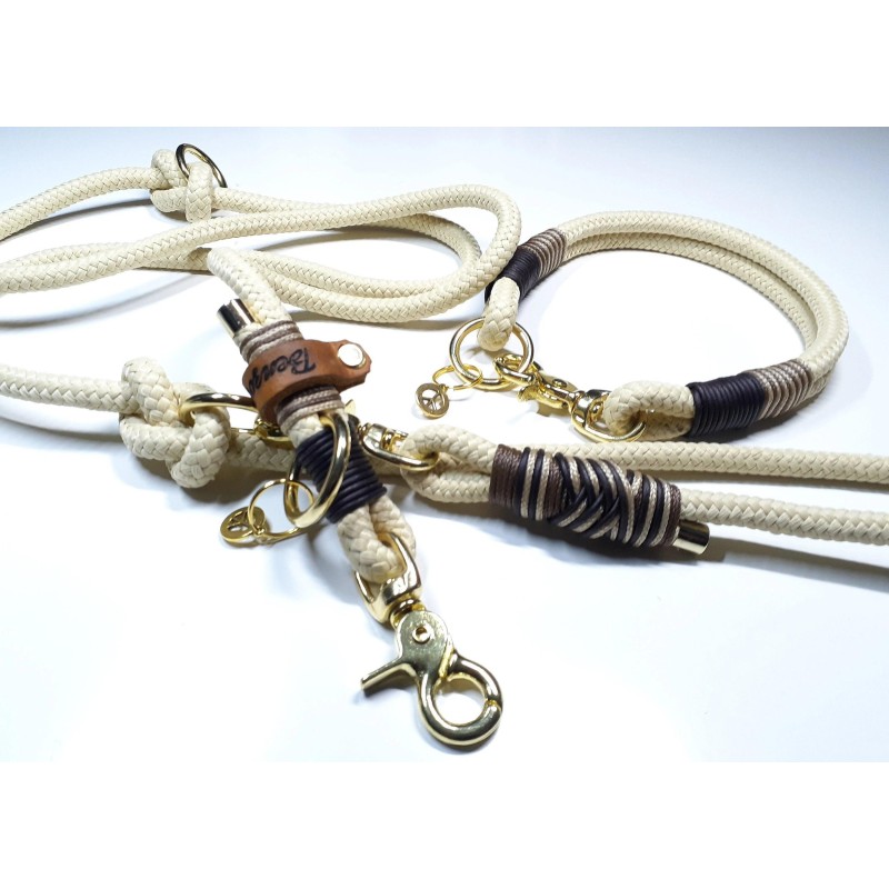 Halsband Set MALI in beige | Beschläge: Messing | Auswahl: Halsband | Farbe: beige