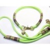 Halsband Set SUNNY in lime | Beschläge: Messing | Auswahl: Halsband / Leine | Farbe: lime