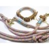 Halsbandset UNICORN bunt | Auswahl: Halsband und  Leine | Beschläge: Messing | Farbe: bunt