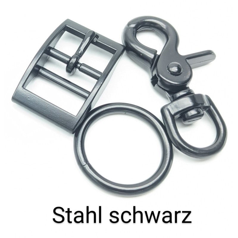 Halsbandset MERLIN in anthrazit | Auswahl: Leine | Beschläge: Stahl (schwarz) | Farbe: anthrazit