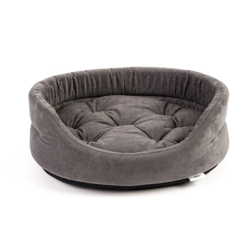 FERA ovales Hundebett mit Kissen 41x34x14 cm grau