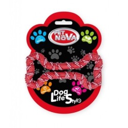 PET NOVA DOG LIFE STYLE Kauspielzeug Seil Knochen, Minze Aroma 20cm rot