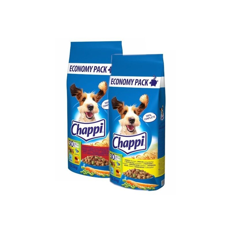 CHAPPI MIX - mit Geflügel und Gemüse und mit Rindfleisch, Geflügel und Gemüse 27kg (2x13,5kg)