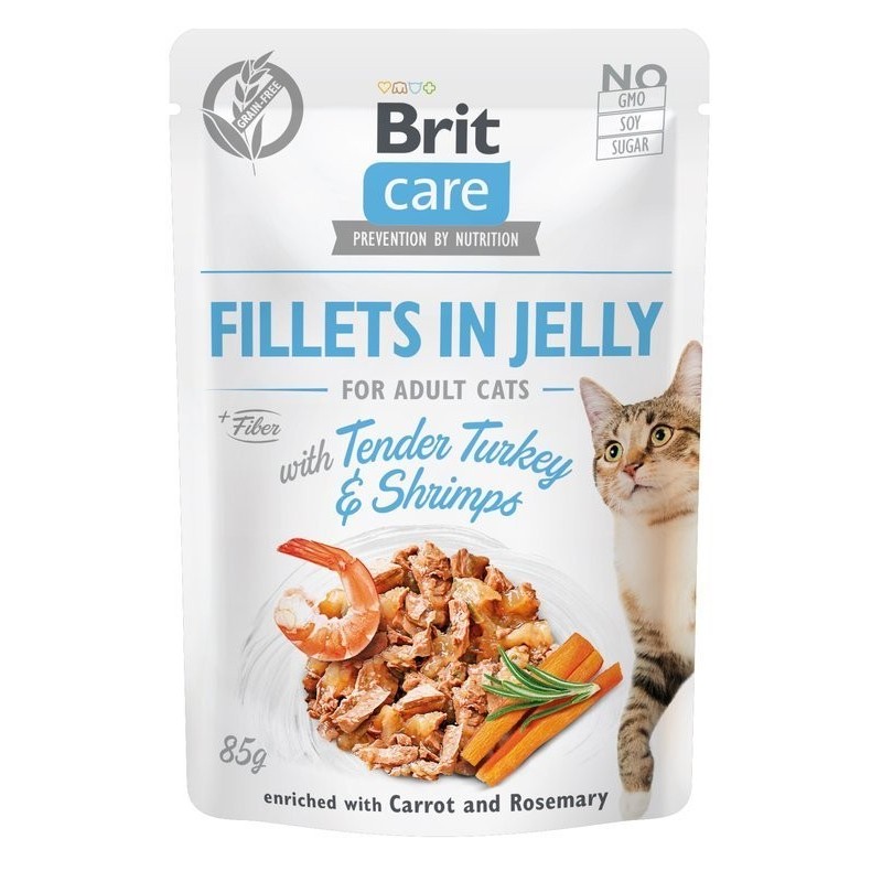 BRIT Care Adult Fillets in Jelly Tender Turkey  und  Shrimps mit Pute und Garnelen 24 x 85 g