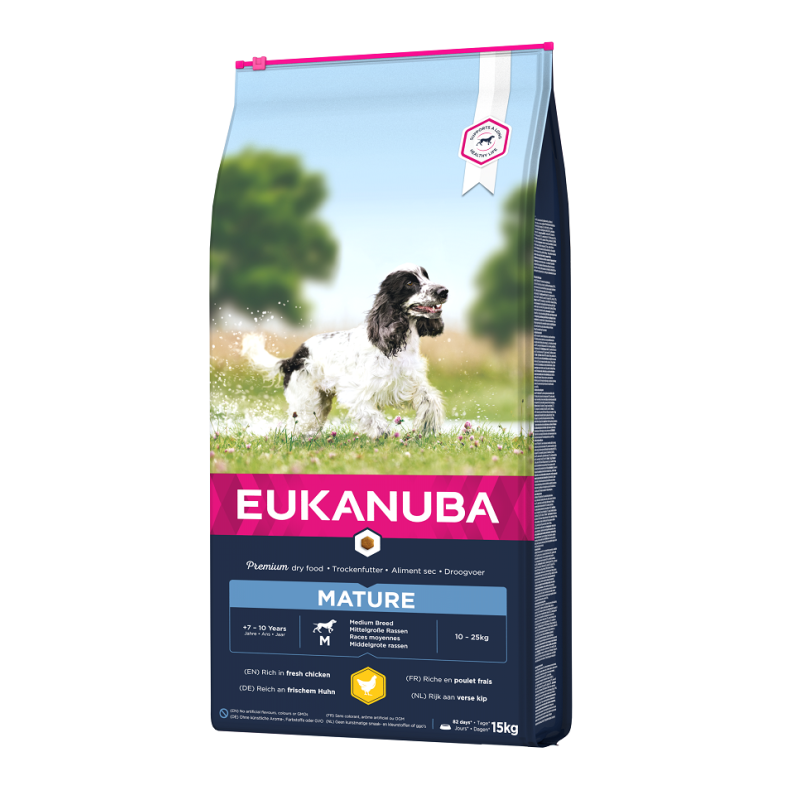 EUKANUBA Senior Medium Breeds Chicken 15 kg Trockenfutter für ältere Hunde mittelgroßer Rassen