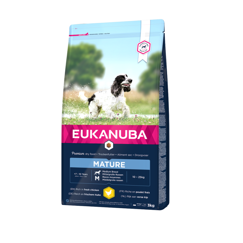 EUKANUBA Senior Medium Breeds Chicken 3 kg Trockenfutter für ältere Hunde mittelgroßer Rassen