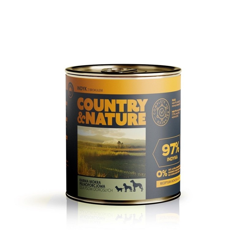 COUNTRY und NATURE Getreidefreies Nassfutter Truthahn mit Broccoli 410g