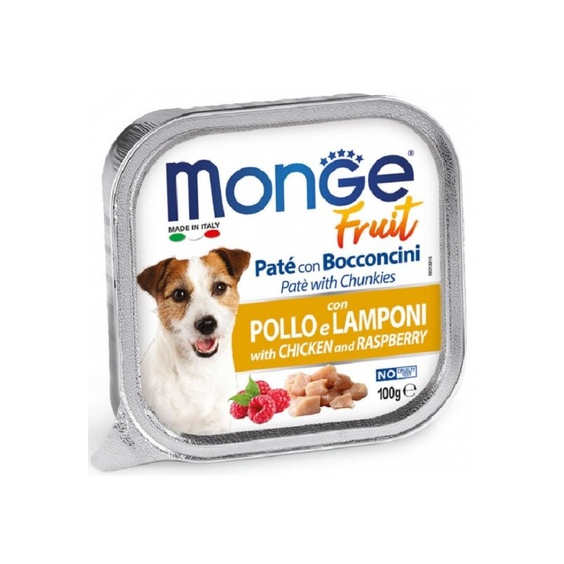 MONGE Fruit Dog Pastete mit Hühnchen und Himbeeren 100 g