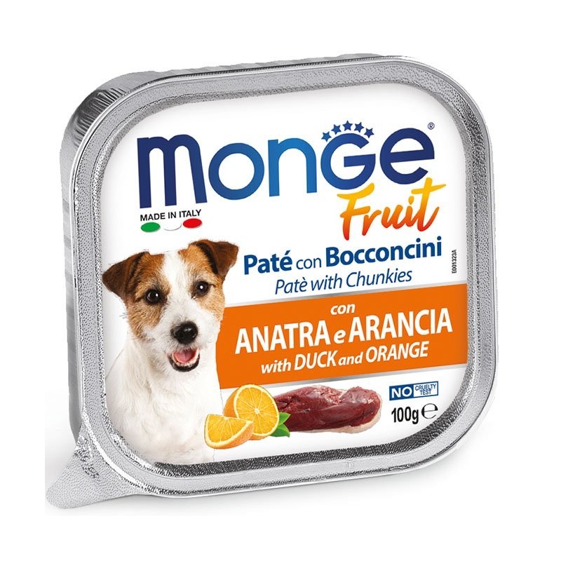 MONGE Fruit Dog Pastete mit Ente und Orange 100g