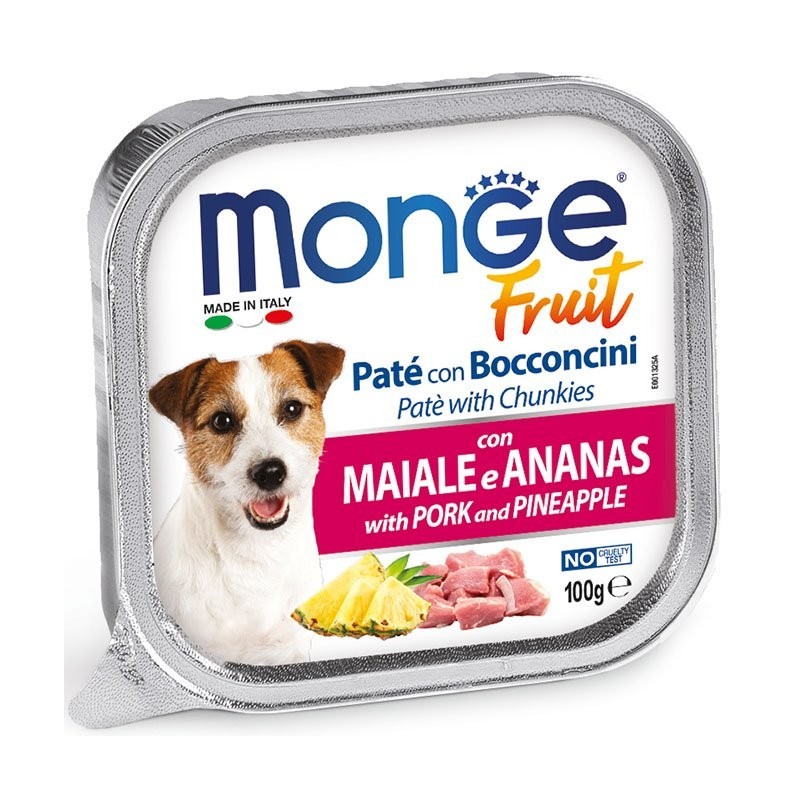 MONGE Fruit Dog Pastete mit Schweinefleisch und Ananas 100 g