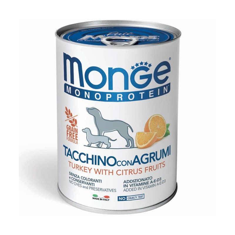 MONGE Dog Fruit Monoprotein Pute mit Reis und Orange 400 g