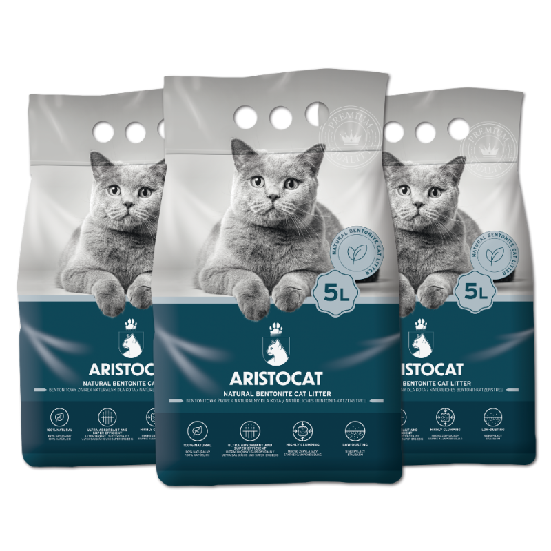 ARISTOCAT Bentonite Plus natürliches Bentonit Katzenstreu 15 l (3 x 5 l)