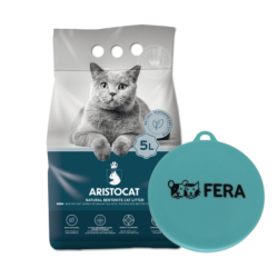 ARISTOCAT Bentonite Plus natürliches Bentonit Katzenstreu 5 l und  FERA Universal-Dosendeckel