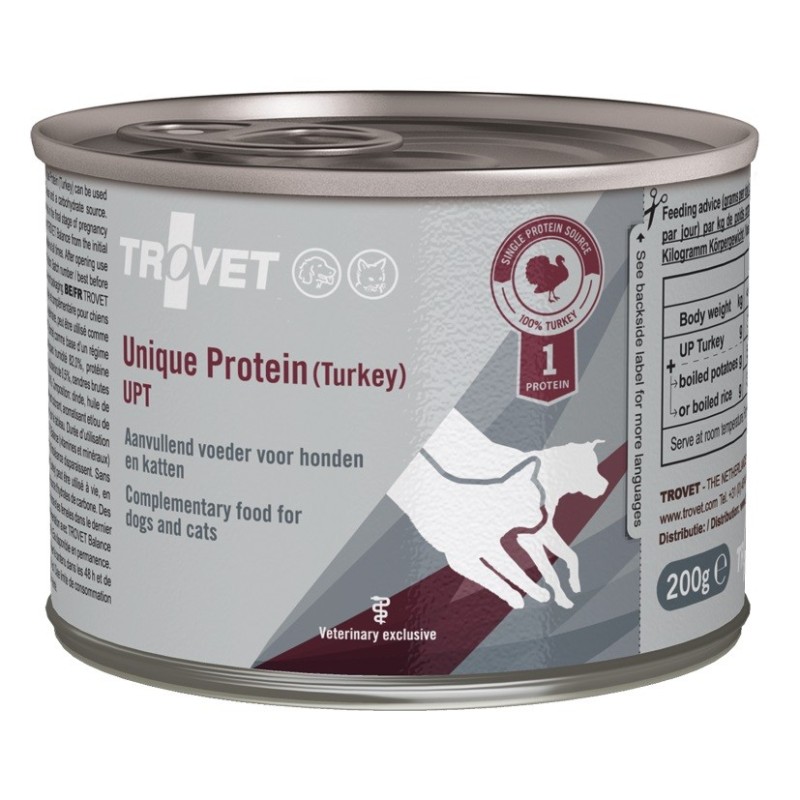 TROVET Unique Protein Turkey UPT Nassfutter für Hunde und Katzen mit Pute 200 g