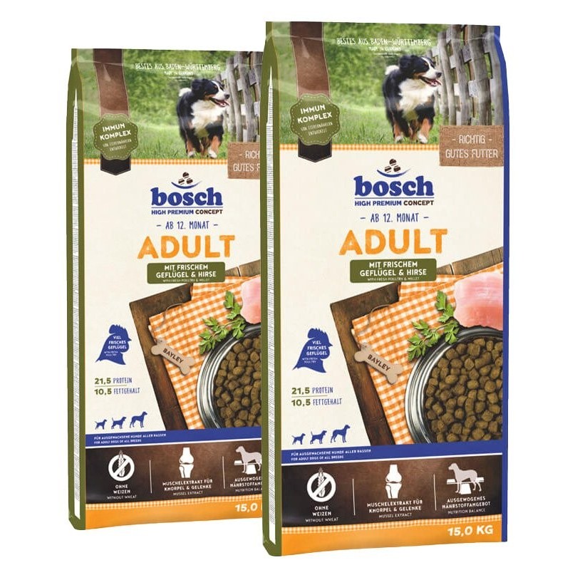 BOSCH Adult mit frischem Geflügel  und  Hirse 30 kg (2 x 15 kg)