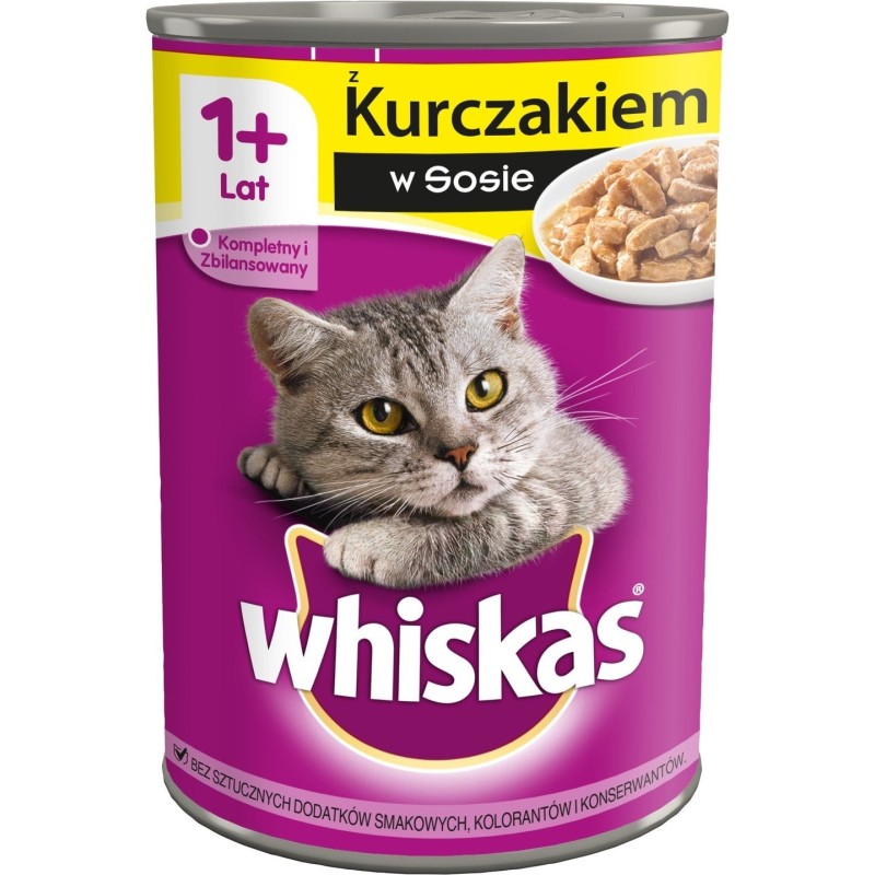 WHISKAS Nassfutter mit Huhn in Sauce 24x400g