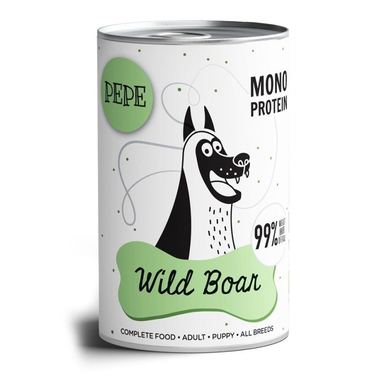 PAKA ZWIERZAKA PEPE Wild Boar 99% (Wildbret) 400 g Monoproteinfutter