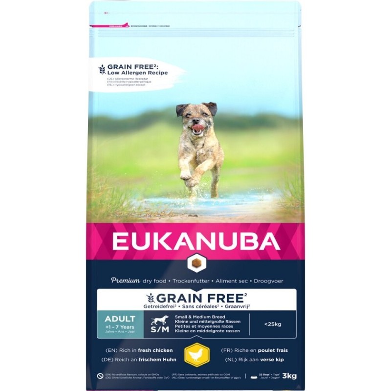 EUKANUBA Adult Grain Free S/M Kleine und mittlere Rassen 3 kg