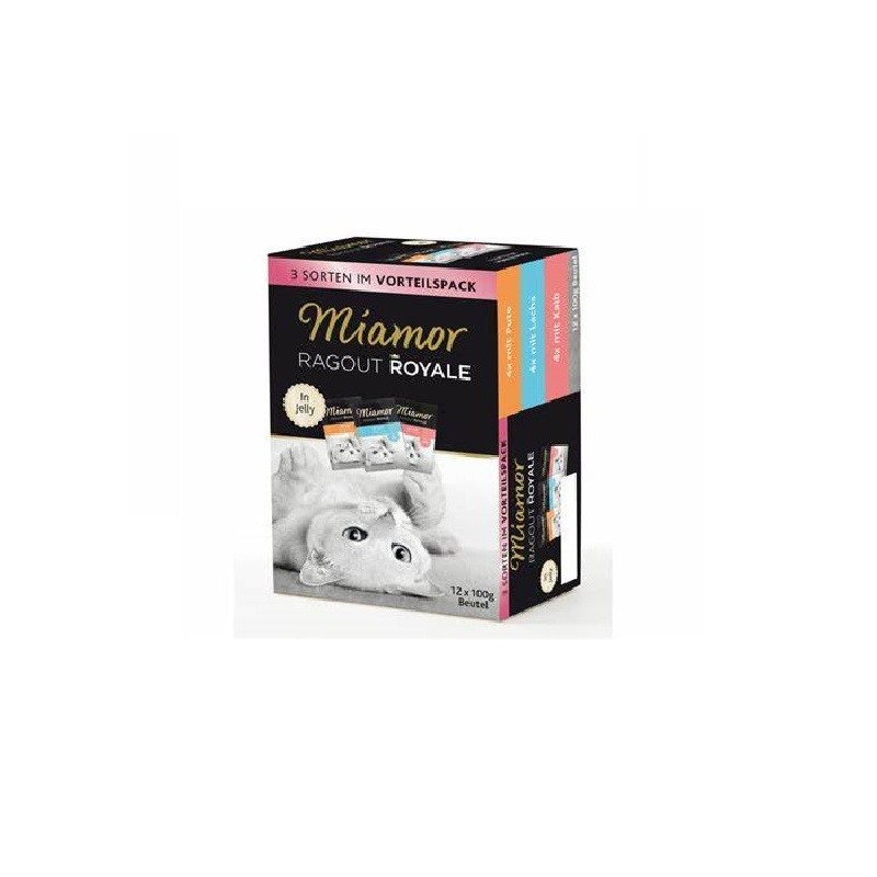 MIAMOR Ragout Royale Multibox 12 x 100 g Truthahn, Lachs, Wild in Gelee