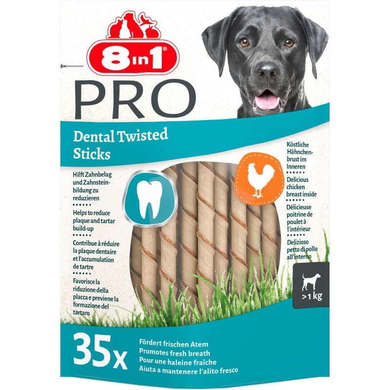 Leckerli für Hunde 8 IN 1 Twisted Sticks Dental (x35)