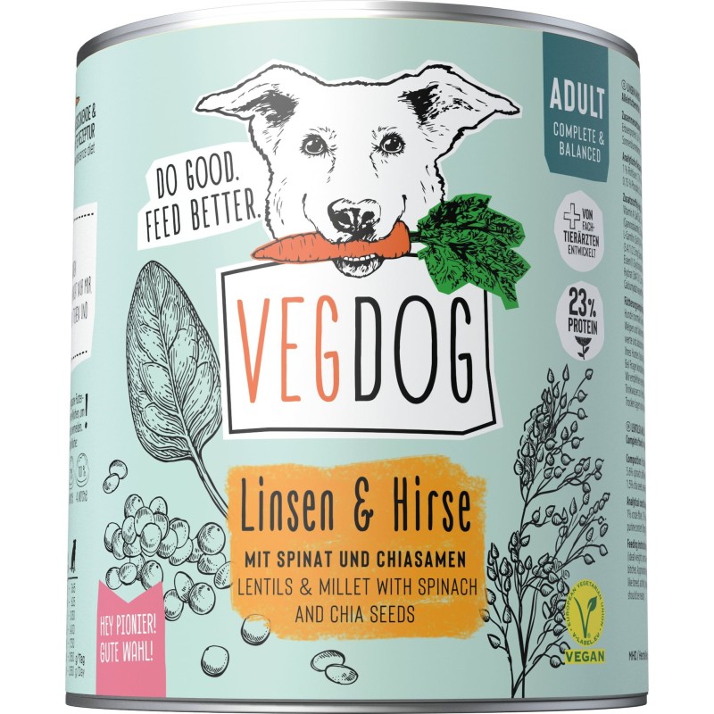 VEGDOG Adult Linsen & Hirse - 800 g