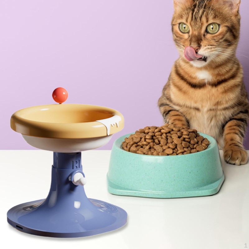 Elevated Cat Bowl Anti Vomiting Kitty Pet Food for Small Dogs Cats yellow blue