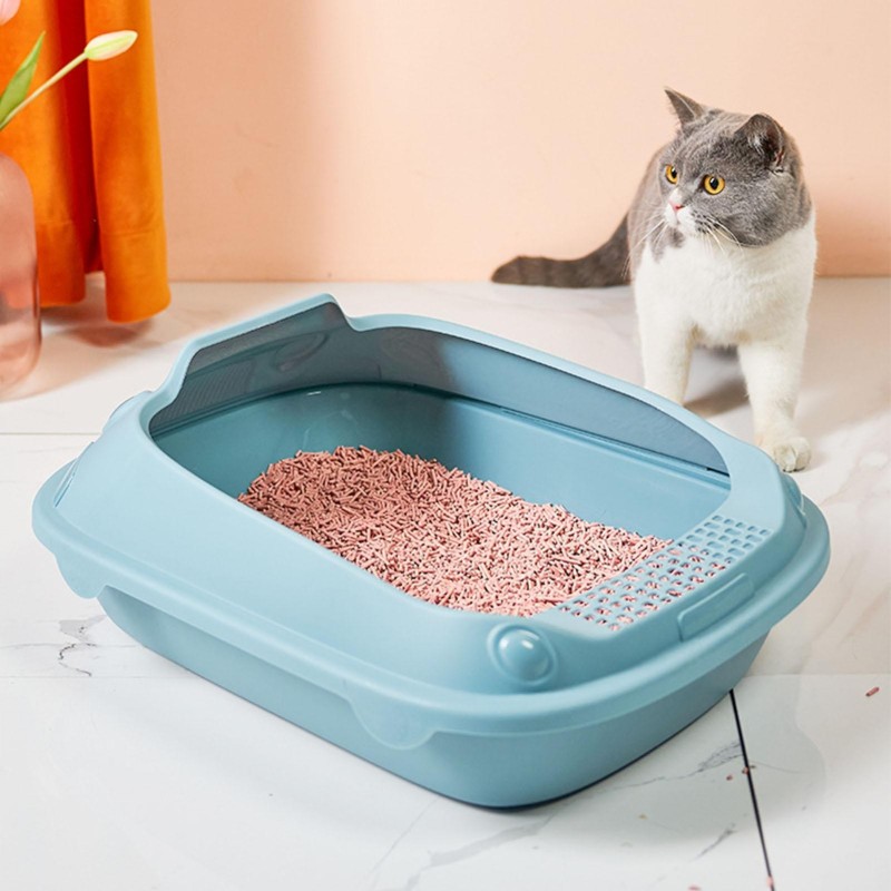 Semi Enclosed Cat Litter Box Odor Insulation Prevent Slip Large Capacity Cat Litter Tray for Cat Kitten Supplies