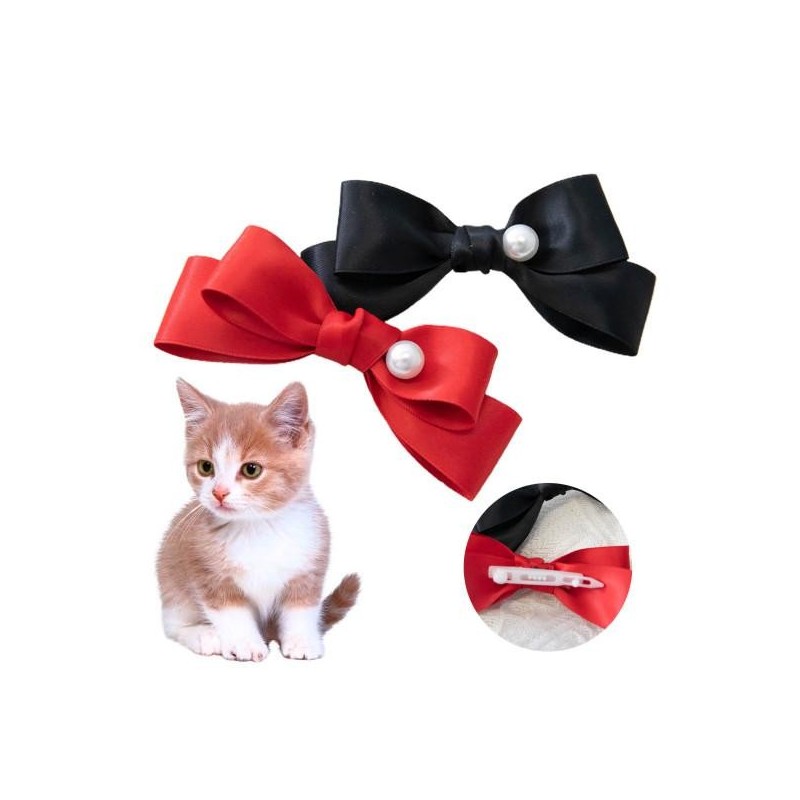 Dog Hair Clip Bow Hairpin Exquisite Hair Dress Red/Black Hair Accessories Puppy