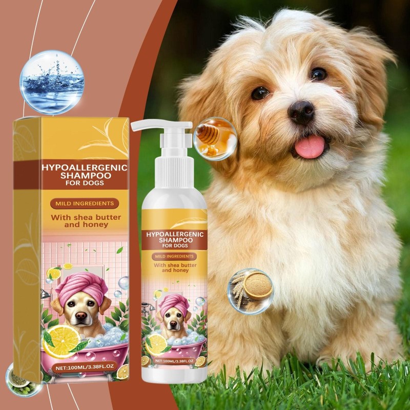 Hypoallergenes Hundeshampoo, geeignet für alle Hunderassen, sanftes und nicht reizendes, hypoallergenes Shampoo ohne Sulfate,