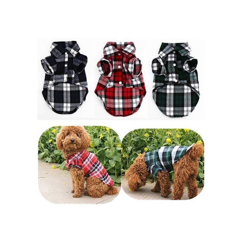 Haustier Plaid Hemd Revers Mantel Jacke Kleidung Top Bekleidung