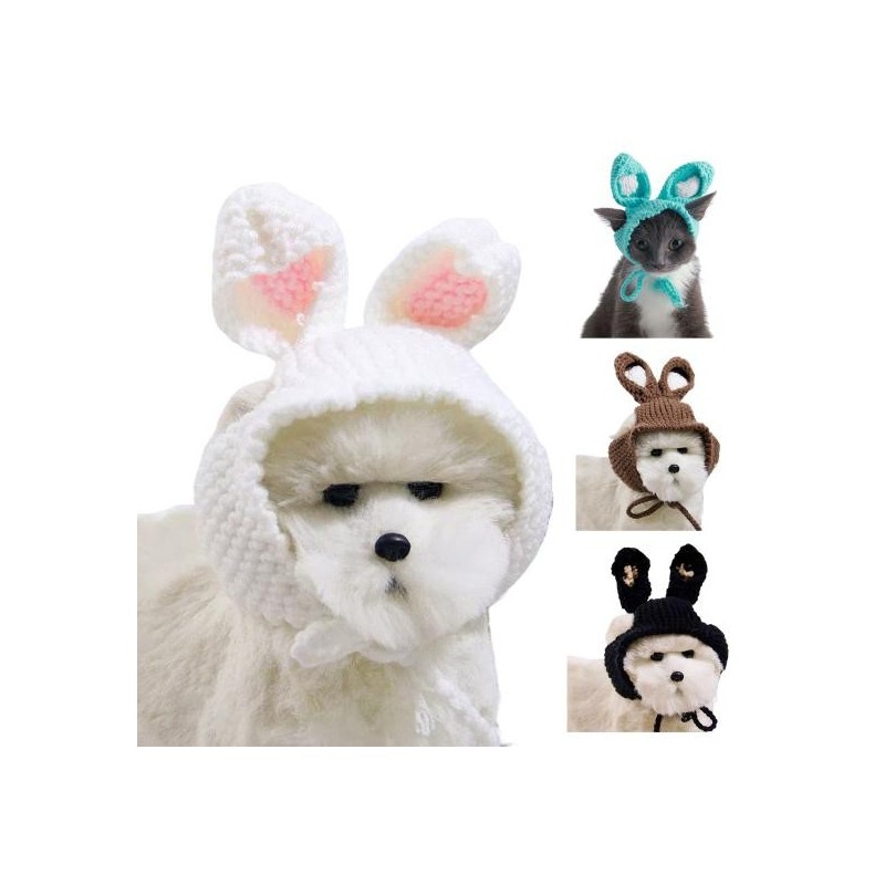 Pet Headgear Attractive Soft Cute Pet Cat Dog Knitted Hat Rabbit Ears Headdress Pet