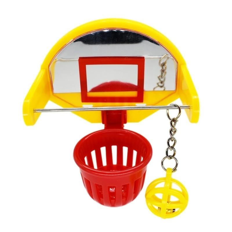 Lustige Papageienvögel Spielzeug Mini Basketballkorb Requisiten Sittich Glocke Ball Kauspielzeug